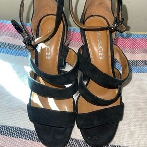 Coach suede black platform heels